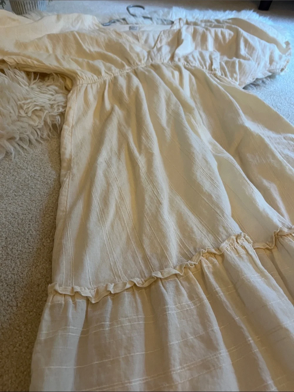 LOFT beach cream cotton dress Dress small